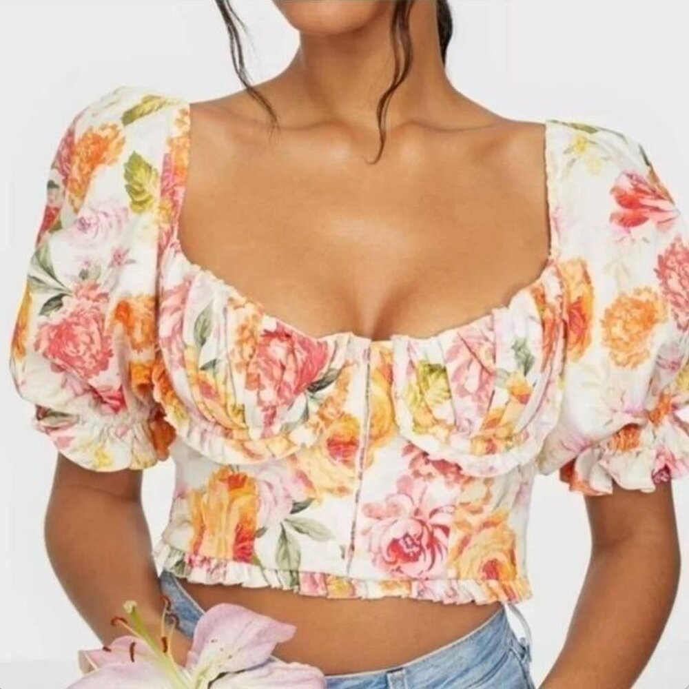 Strangers and Lovers floral cropped blouse